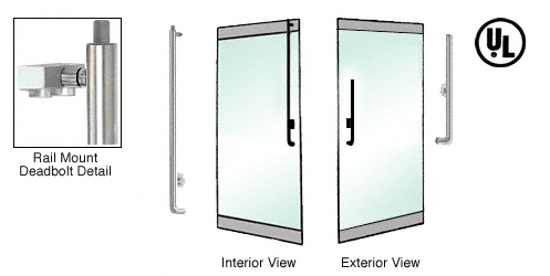 C.R. Laurence CRL Polished Stainless Right Hand Reverse Rail Mount Keyed Access &quot;H&quot; Exterior Top Securing Deadbolt Handle | DB160H3RKPS