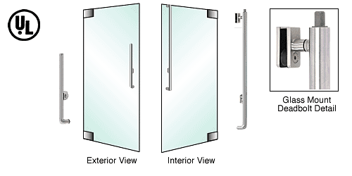 C.R. Laurence CRL Brushed Stainless Left Hand Reverse Glass Mount Keyed Access &quot;H&quot; Exterior Top Securing Deadbolt Handle | DB160H4GKBS
