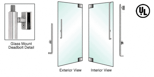 C.R. Laurence CRL Brushed Stainless Right Hand Glass Mount Cylinder/Thumbturn &quot;H&quot; Exterior Top Securing Deadbolt Handle | DB160H5G1BS