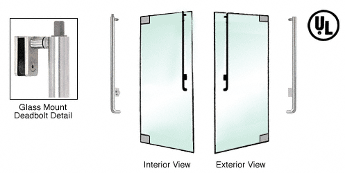 C.R. Laurence CRL Brushed Stainless Right Hand Reverse Glass Mount Keyed Cylinder/Thumbturn &quot;J&quot; Exterior Top Securing Deadbolt Handle | DB160J3G1BS