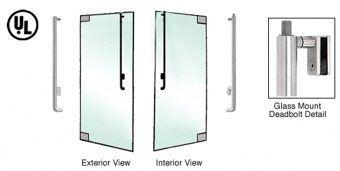 C.R. Laurence CRL Brushed Stainless Left Hand Reverse Glass Mount Keyed Cylinder/Thumbturn &quot;J&quot; Exterior Top Securing Deadbolt Handle | DB160J4G1BS