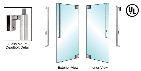 C.R. Laurence CRL Brushed Stainless Right Hand Swing Glass Mount Keyed Cylinder/Keyed Cylinder &quot;J&quot; Exterior Top Securing Deadbolt Handle | DB160J5GKBS