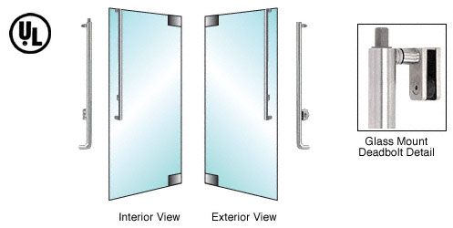 C.R. Laurence CRL Brushed Stainless Left Hand Swing Glass Mount Keyed Cylinder/Keyed Cylinder &quot;J&quot; Exterior Top Securing Deadbolt Handle | DB160J6GKBS