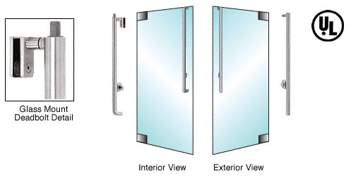 C.R. Laurence CRL Brushed Stainless Right Hand Reverse Glass Mount Keyed Cylinder/Thumbturn &quot;JS&quot; Exterior Top Securing Deadbolt Handle | DB160JS3G1BS