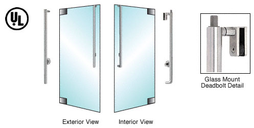 C.R. Laurence CRL Brushed Stainless Left Hand Reverse Glass Mount Keyed Cylinder/Thumbturn &quot;JS&quot; Exterior Top Securing Deadbolt Handle | DB160JS4G1BS