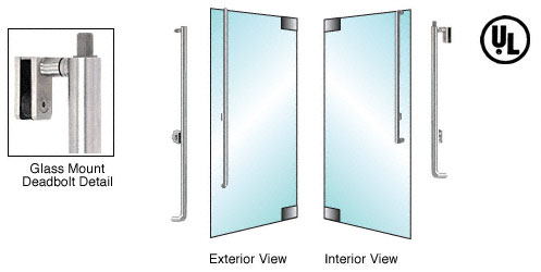 C.R. Laurence CRL Brushed Stainless Right Hand Swing Glass Mount Keyed Cylinder/Keyed Cylinder &quot;L&quot; Exterior Top Securing Deadbolt Handle | DB160L5GKBS