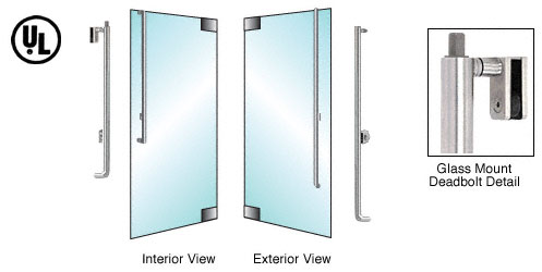 C.R. Laurence CRL Brushed Stainless Left Hand Swing Glass Mount Keyed Cylinder/Keyed Cylinder &quot;L&quot; Exterior Top Securing Deadbolt Handle | DB160L6GKBS