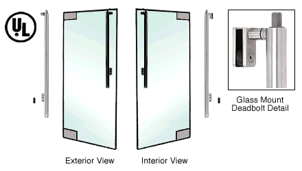 C.R. Laurence CRL Brushed Stainless Left Hand Double Acting Glass Mount Keyed Access &quot;J&quot; Exterior Top Securing Deadbolt Handle | DB170J2GKBS
