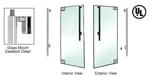 C.R. Laurence CRL Brushed Stainless Right Hand Double Acting Glass Mount Keyed Access &quot;JS&quot; Exterior Top Securing Deadbolt Handle | DB170JS1GKBS