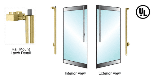C.R. Laurence CRL Polished Brass Right Hand Double Acting Rail Mount Keyed Access &quot;JS&quot; Exterior Top Securing Deadbolt Handle | DB170JS1RKPB