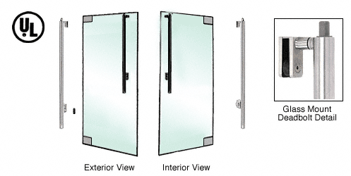 C.R. Laurence CRL Brushed Stainless Left Hand Double Acting Glass Mount Keyed Access &quot;JS&quot; Exterior Top Securing Deadbolt Handle | DB170JS2GKBS
