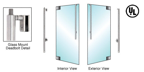 C.R. Laurence CRL Brushed Stainless Right Hand Reverse Glass Mount Cylinder Access &quot;JS&quot; Exterior Top Securing Deadbolt Handle | DB170JS3GKBS