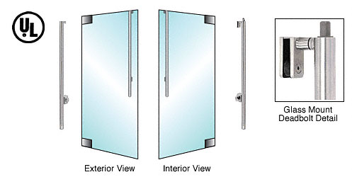 C.R. Laurence CRL Brushed Stainless Left Hand Reverse Glass Mount Cylinder Access &quot;JS&quot; Exterior Top Securing Deadbolt Handle | DB170JS4GKBS