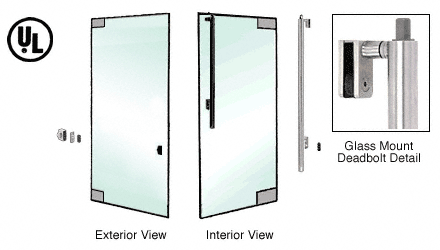 C.R. Laurence CRL Brushed Stainless Left Hand Reverse Glass Mount Keyed Access &quot;Z&quot; Exterior Top Securing Deadbolt Handle | DB170Z4GKBS