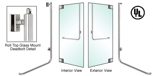 C.R. Laurence CRL Brushed Stainless Right Hand Reverse Roll Top Glass Mount Cylinder Outside &quot;D&quot; Exterior Top Securing Deadbolt Handle | DBR100D3GKBS