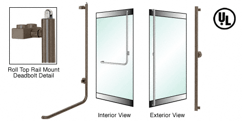 C.R. Laurence CRL Oil Rubbed Bronze Right Hand Reverse Roll Top Rail Mount Cylinder/Thumbturn Access &quot;F&quot; Exterior Top Securing Deadbolt Handle | DBR100F3R10RB