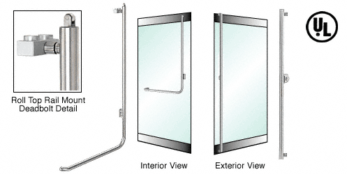 C.R. Laurence CRL Polished Stainless Right Hand Reverse Roll Top Rail Mount Cylinder/Cylinder Access &quot;F&quot; Exterior Top Securing Deadbolt Handle | DBR100F3RKPS