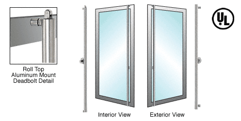 C.R. Laurence CRL Polished Stainless Right Hand Reverse Swing Roll Top Aluminum Door Mount Cylinder/Tumbturn &quot;F&quot; Top Secured Deadbolt Exterior Handle | DBR130F3A1PS