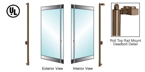 C.R. Laurence CRL Oil Rubbed Bronze Left Hand Reverse Roll Top Rail Mount Cylinder/Cylinder &quot;F&quot; Top Secured Deadbolt Exterior Handle | DBR130F4RK0RB