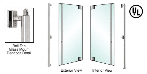 C.R. Laurence CRL Brushed Stainless Right Hand Roll Top Glass Mount Cylinder/Cylinder &quot;F&quot; Top Secured Deadbolt Exterior Handle | DBR130F5GKBS