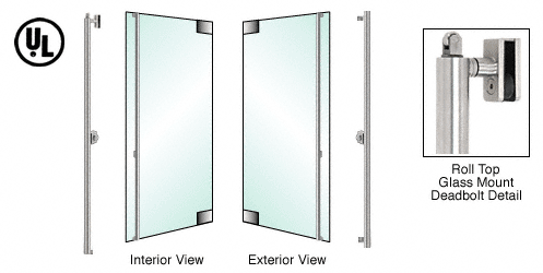 C.R. Laurence CRL Brushed Stainless Left Hand Roll Top Glass Mount Cylinder/Cylinder &quot;F&quot; Top Secured Deadbolt Exterior Handle | DBR130F6GKBS