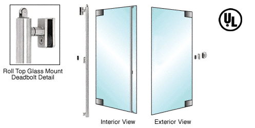 C.R. Laurence CRL Polished Stainless Right Hand Reverse Roll Top Double Acting Glass Mount Cylinder Outside &quot;Z&quot; Top Secured Deadbolt Exterior Handle | DBR130Z3GKPS
