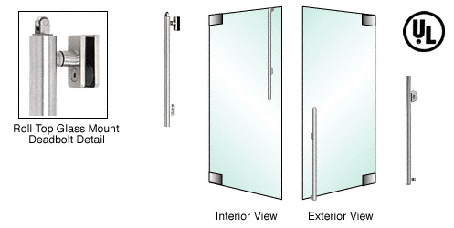 C.R. Laurence CRL Brushed Stainless Right Hand Roll Top Double Acting Glass Mount Keyed Access &quot;KS&quot; Exterior Top Securing Deadbolt Handle | DBR170KS3GKBS