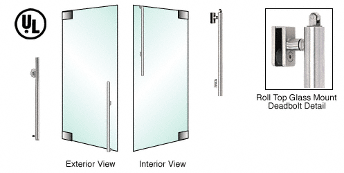 C.R. Laurence CRL Brushed Stainless Left Hand Roll Top Double Acting Glass Mount Keyed Access &quot;KS&quot; Exterior Top Securing Deadbolt Handle | DBR170KS4GKBS
