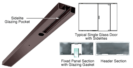 C.R. Laurence CRL Duranodic Bronze Custom Length 4-1/2&quot; One Pocket Single Sided Door Header | DCH1SDUC