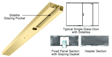 C.R. Laurence CRL Polished Brass Custom Length 4-1/2&quot; One Pocket Single Sided Door Header | DCH1SPBC
