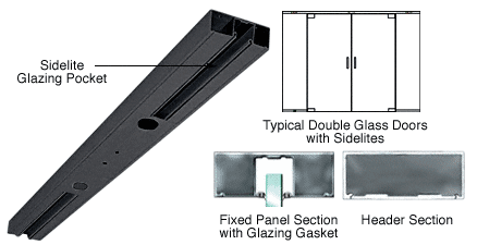 C.R. Laurence CRL Black Custom Length 4-1/2&quot; Two Pocket Double Sided Door Header | DCH2DBLC
