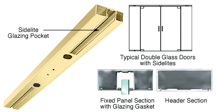 C.R. Laurence CRL Polished Brass Custom Length 4-1/2&quot; Two Pocket Double Sided Door Header | DCH2DPBC