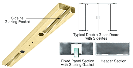 C.R. Laurence CRL Satin Brass Custom Length 4-1/2&quot; Two Pocket Double Sided Door Header | DCH2DSBC
