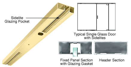 C.R. Laurence CRL Polished Brass Custom Length 4-1/2&quot; Two Pocket Single Sided Door Header | DCH2SPBC