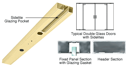 C.R. Laurence CRL Satin Brass Custom Length 4&quot; One Pocket Double Sided Door Header | DCH41DSBC