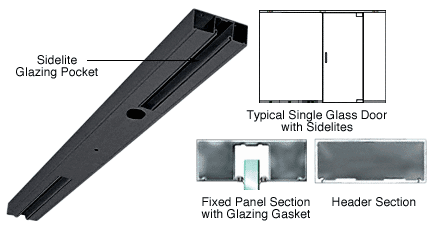 C.R. Laurence CRL Black Custom Length 4&quot; Two Pocket Single Sided Door Header | DCH42SBLC