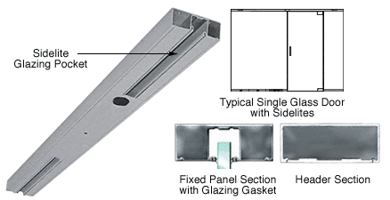 C.R. Laurence CRL Brushed Stainless Custom Length 4&quot; Two Pocket Single Sided Door Header | DCH42SBSC