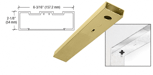 C.R. Laurence CRL Satin Brass Custom Length 6&quot; No Pocket Single Sided Door Header | DCH6SBCS