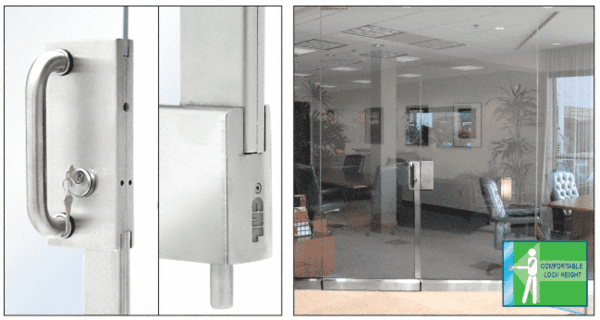 C.R. Laurence CRL Polished Stainless Center Lock With Bottom Rail Extension Rod Throw - One Point Plus Keeper | DE4103PS