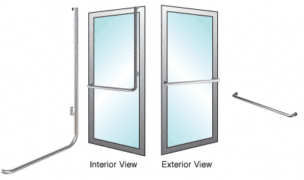C.R. Laurence CRL Brushed Stainless Right Hand Double Acting Aluminum Door Mount &quot;A&quot; Exterior Top Securing Dummy Handle | DH100A1ABS