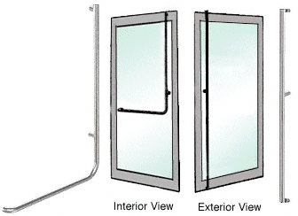 C.R. Laurence CRL Brushed Stainless Right Hand Reverse Aluminum Door Mount &quot;F&quot; Exterior Top Securing Dummy Handle | DH100F3ABS