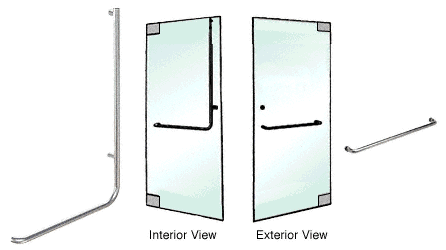 C.R. Laurence CRL Brushed Stainless Right Hand Reverse Glass Mount &quot;A&quot; Exterior Top Securing Dummy Handle | DH100A3GBS