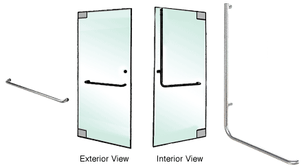 C.R. Laurence CRL Brushed Stainless Left Hand Reverse Glass Mount &quot;A&quot; Exterior Top Securing Dummy Handle | DH100A4GBS