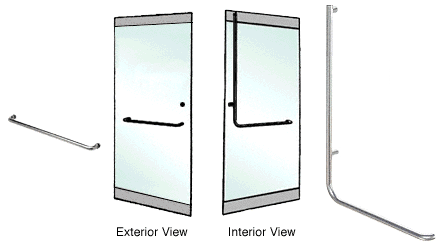 C.R. Laurence CRL Brushed Stainless Left Hand Reverse Rail Mount &quot;A&quot; Exterior Top Securing Dummy Handle | DH100A4RBS
