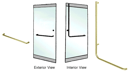 C.R. Laurence CRL Polished Brass Left Hand Reverse Rail Mount &quot;A&quot; Exterior Top Securing Dummy Handle | DH100A4RPB