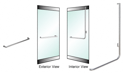 C.R. Laurence CRL Polished Stainless Right Hand Swing Rail Mount &quot;A&quot; Exterior Top Securing Dummy Handle | DH100A5RPS