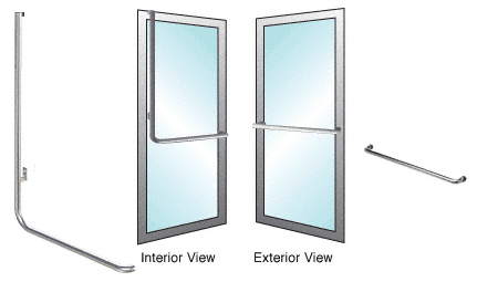 C.R. Laurence CRL Brushed Stainless Left Hand Swing Aluminum Door Mount &quot;A&quot; Exterior Top Securing Dummy Handle | DH100A6ABS