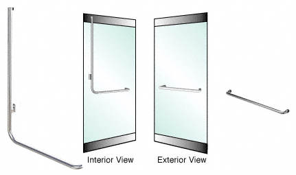 C.R. Laurence CRL Polished Stainless Left Hand Swing Rail Mount &quot;A&quot; Exterior Top Securing Dummy Handle | DH100A6RPS