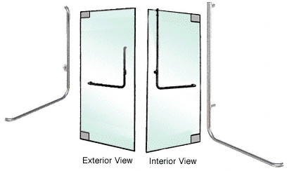 C.R. Laurence CRL Brushed Stainless Left Hand Double Acting Rail Mount &quot;B&quot; Exterior Top Securing Dummy Handle | DH100B2RBS
