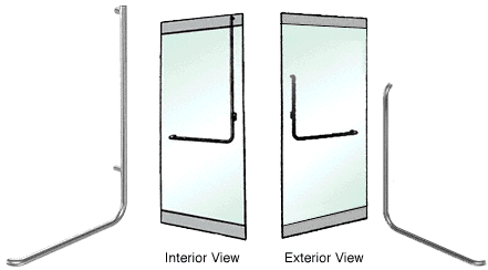 C.R. Laurence CRL Brushed Stainless Right Hand Reverse Rail Mount &quot;B&quot; Exterior Top Securing Dummy Handle | DH100B3RBS